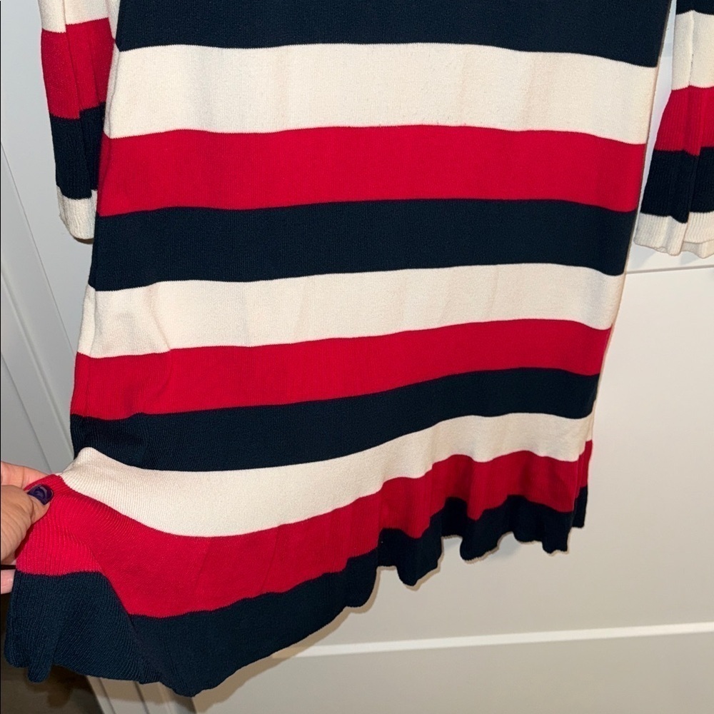 LOFT womens Dress with Red, Navy, and White Stripes - Picture 4 of 8
